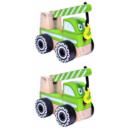 ibasenice Puppenwagen 2st Holzspielzeug Kidcraft-spielset Modellauto Aus Holz Engineering-LKW Drücken Und Ziehen Hölzern Wagen Kind von ibasenice