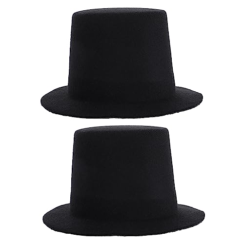 ibasenice 2st Hut Spielzeug Mütze Puppe Kunstdekor Hüte Puppe Bastelmütze Mini-formelle Hüte Minipuppen Tops Hüte Puppenkostüm Partykleid Hüte Schwarze Kuscheltiere Haustier Stoff Zylinder von ibasenice