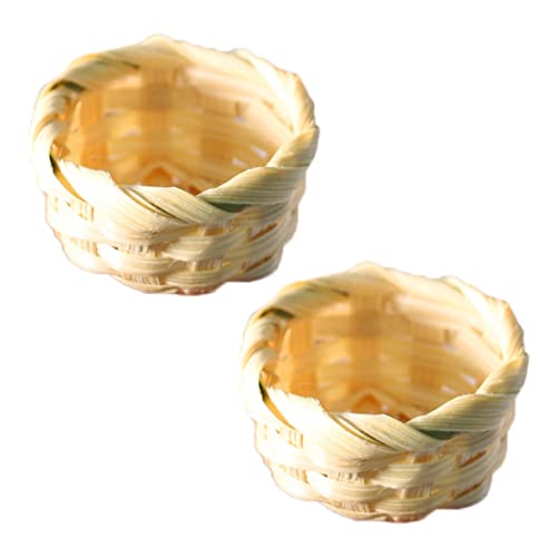 ibasenice 2st Mini-bambuskorb Mini-hauskörbe Mini Körbe Miniaturkörbe Modell Mini-raumdekoration Mini-hausdekoration Mini-körbe Aus Bambus Mini-körbe-Modell Stoff von ibasenice
