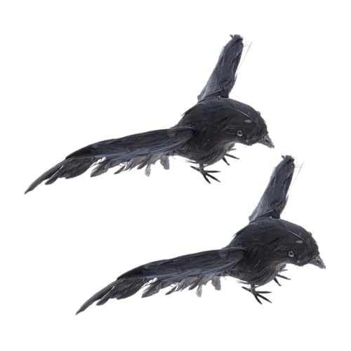 ibasenice 2st Simulierte Krähe Unheimlich Halloween Krähe-Ornament Krähe Prop Krähe Requisiten Lebensechte Gefiederte Krähe Gefälschte Krähenmodelle Krähe Feder Black von ibasenice