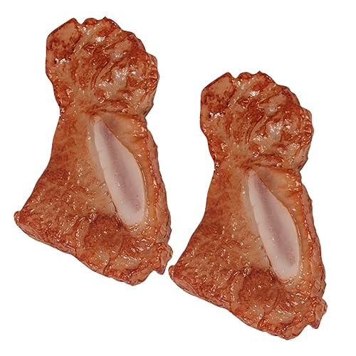 ibasenice 2st Simuliertes Steak Probieren Halloween-Knochen Requisiten Für Die Steakfotografie Künstlicher Schnee Künstliche Nahrung Spielzeugnahrung Rippenformmodell PVC von ibasenice