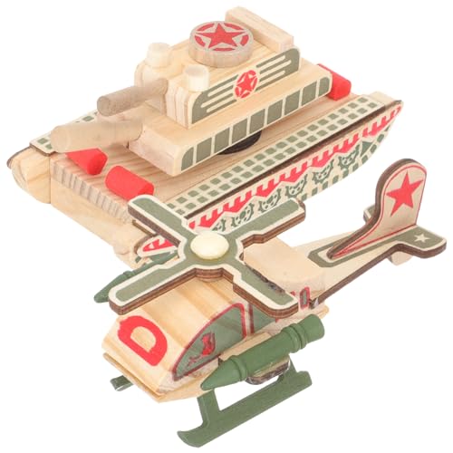 ibasenice 2St spielzeugauto Dekoration aus Holz Hubschrauber Panzermodelle Kinderspielzeug militärisches Spielzeug Geschenke Spielzeug für Militärpanzer Spielzeug für Kinderfahrzeuge tragbar von ibasenice