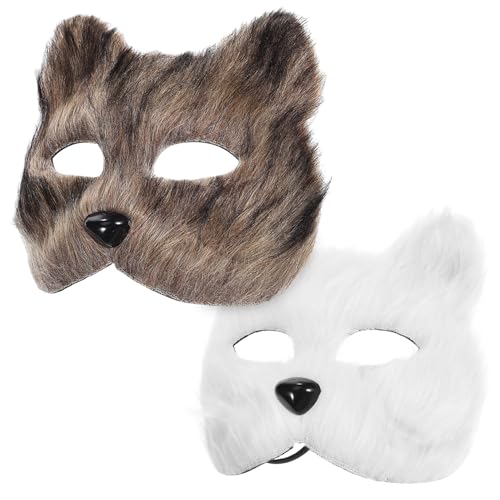 ibasenice 2st Tierische Maske Maskerade-maske- Weiße Bastelmaske Maskenfuchs Faschingsmasken Basteln Fuchsmaske Halloween-cosplay-maske Maskerade Diy Farbe Fell Flanell von ibasenice