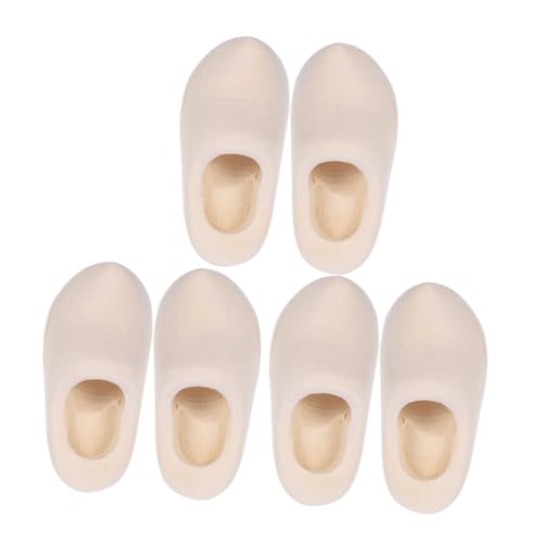 ibasenice 3 Paare Mini Holzschuhe Unbehandelt Puppenhaus Zubehör DIY Basteln Glatte Oberfläche Handwerksbedarf von ibasenice