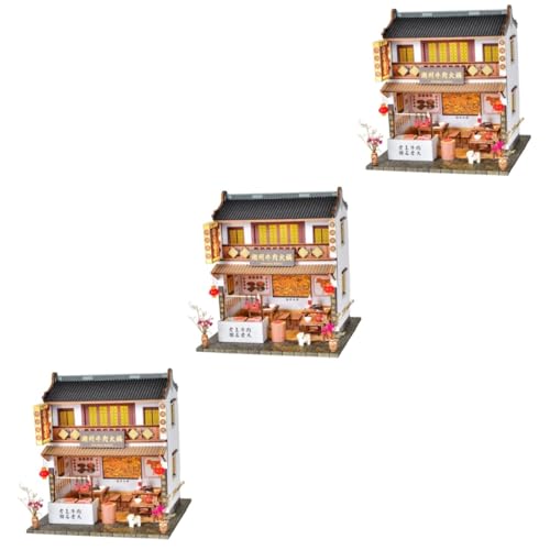 ibasenice 3 DIY Hütte Modelleisenbahnen Bahnlandschaft Häuser Miniaturdekoration Spielzeug Hausmodell selber Bauen handwerkliche Verzierung ländlich Geschenk Puppenhaus vorgeben Plastik von ibasenice