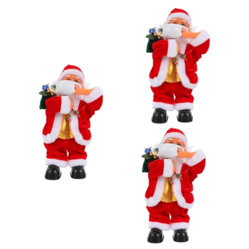 ibasenice 3 STK Elektrischer Weihnachtsmann Musikalisches Weihnachtsmann-Spielzeug Musikalischer Weihnachtsmann Bewegt Sich Chimmy Plüsch Weihnachten Geschenke Stoff Puppe Rot Kind Scheinen von ibasenice