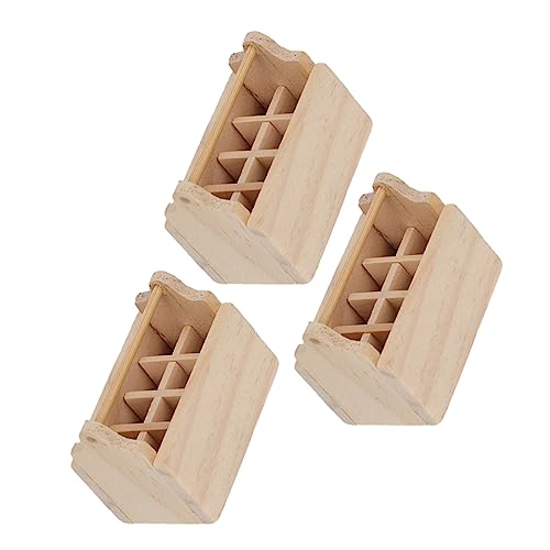 ibasenice 3 STK kleine Werkzeugkiste Zubehör Mini werkzeugkasten werkzeugkoffer Mini Miniature Model Toolbox Miniature House Decor Mini-Hausaccessoire Mini-Werkzeugkasten Holz Khaki von ibasenice
