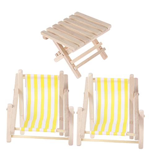 ibasenice 3 STK. Mini-Möbelmodell Strandstuhl Mini-Strandkorb Strandkorb für Babys Liege für spielzeuge für Puppenstubenstuhl Modell Mini-Loungesessel Holz Yellow von ibasenice