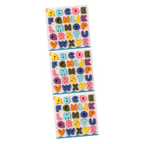 ibasenice 3 Sätze Alphabet-Blöcke-Puzzle-Spielzeug holzbuchstaben rätsel Steckpuzzles interaktives Spielzeug Kinder lernspiel Kleinkindpuzzles aus Holz Kleinkindspielzeug Einlegeblöcke 3D von ibasenice