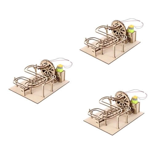 ibasenice 3 Sätze Dreidimensionales Puzzle Bausätze für Modellautos Perpetuum Mobile DIY Spielset aus Holz Rätsel Laufen Perlenlabyrinth Spielzeug 3D-Laufpuzzle hölzern Ball Laufanzug Spur von ibasenice
