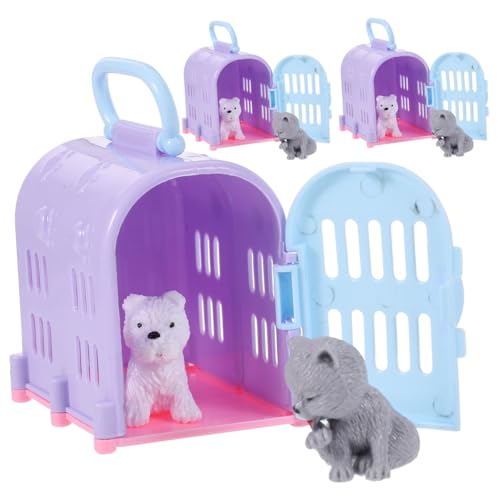 ibasenice 3 Sätze Mini-Tierhaus für kinderspielzeug Toys Mikrolandschaft Dekoration lustige Simulationskatzen-Hundemodell kleine Hausdekoration Plastik von ibasenice