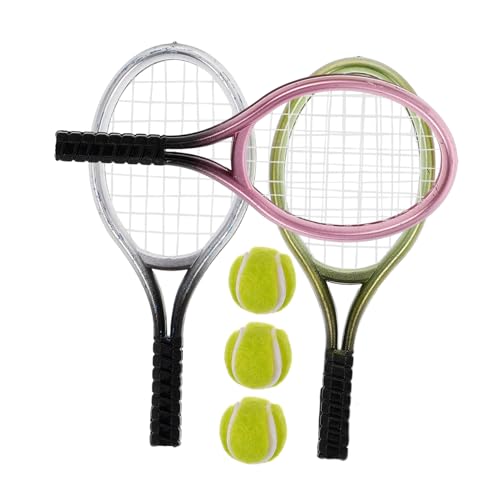 ibasenice 3 Sätze Mini- -Werkzeug- Ornamente Miniatur klein Dekoration hochzeitsdeko Tennisschläger für Puppenhaus Mini-Zubehör für Puppen -Tennisschläger- Plastik von ibasenice