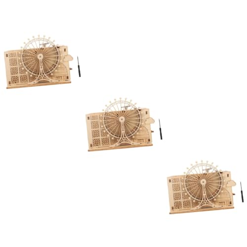 ibasenice 3 Sätze Modell aus Holz Rätsel Spielzeug Modelle selbst zusammenbauendes Puzzle 3D-Puzzle zusammenbauen dreidimensional Musikbox Uhrwerk Stifthalter Kind hölzern von ibasenice