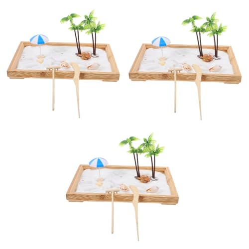 ibasenice 3 Sätze Ocean Beach Sandtisch Miniaturlandschaft Mikrolandschaftsfiguren ametist z Office Toy Sandkastenspielzeug zum Spielen am Strand Ozean Szene dekor hölzern schmücken Zylinder von ibasenice