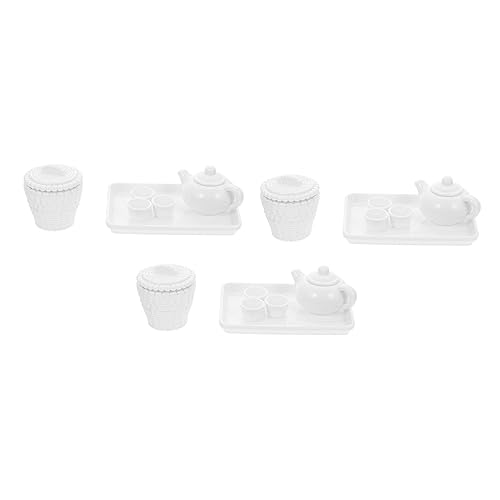 ibasenice 3 Sätze Puppenhaus interaktives kinderspielzeug Tea Set for für Mini-Wohnkultur Teaware-Modellierung Plastik Weiß von ibasenice
