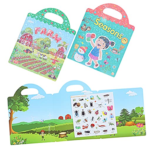 ibasenice 3 Sätze Wiederverwendbare Stickerbücher für Kreative Szenen für Kleinkinder von Sprache und Vorstellungskraft Lernspielzeug für Vorschulkinder von ibasenice