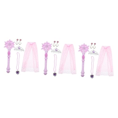 ibasenice 3 Sets Schneezauber Rosa Ballanzug Ballanzüge Rosa Outfit Rosa Anzug Leuchtende Feenstäbe Zartes Kinder Performance Kostüm Cosplay Partykleidung Prinzessinnen von ibasenice