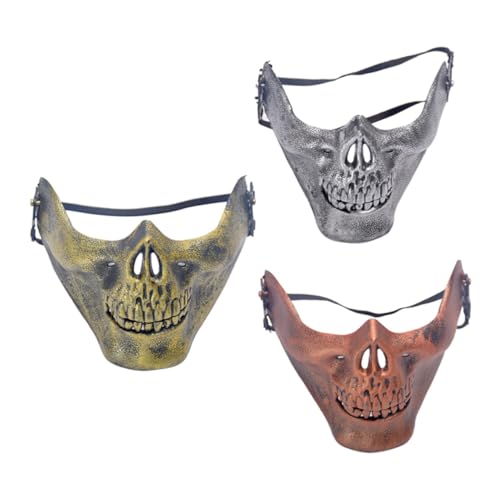ibasenice 3 Stk Halber Schädel, Halbes Gesicht Halloween-karnevalskostüm Tag Der Toten Maske Schreckliche Kostümmaske Halloween-party-maske Gruselige Schädelmaske Bilden Abschlussball von ibasenice