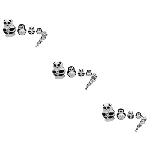 ibasenice 3 Stück 10 Russische Nistpuppen Holzhandwerk Babuschka-Puppe Krippen-Nistspiel Spielzeug Penguin Spielset aus Holz Anda-Pinguin-Russische Puppen Panda Matroschka Tier Hölzern von ibasenice