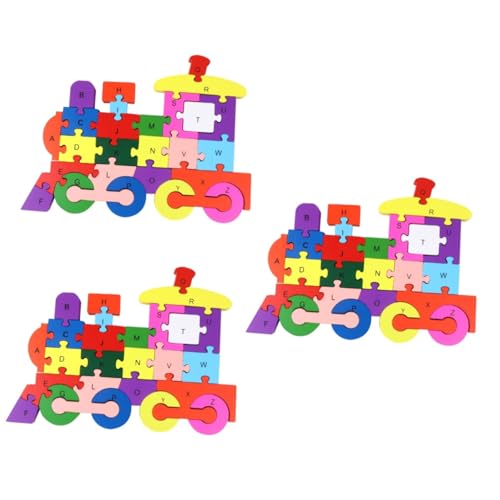 ibasenice Gehirnspielzeug 3 Stück 26 Puzzle-Puzzle Holzpuzzle Buchstabenrätsel Puzzle-Spielzeug Aus Holz Bausteinspielzeug Puzzles Aus Holz Cartoon-Puzzle Kind Hölzern Dreidimensional von ibasenice