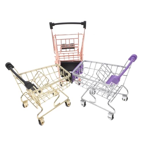 ibasenice 3 Stück Einkaufswagen Supermarkt Einkaufswagen Roségold und Schreibtisch Organizer für Make Up Schwämme und Kleine Utensilien für Jungen von ibasenice