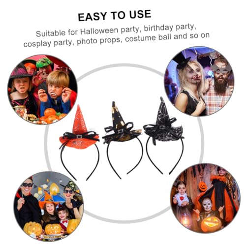ibasenice 3 Stück Halloween-Hexenhut-Stirnband Dekorationen Halloween-Spinnennetz halloween haarschmuck haarschmuck halloween Haarreifen für Mädchen Mode-Haarreifen Stoff (Polyester) von ibasenice