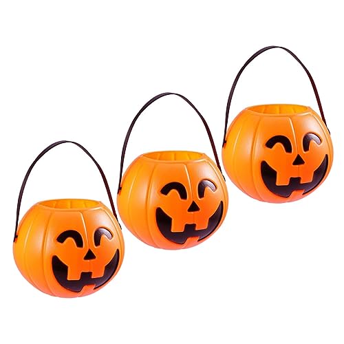 ibasenice 3 Stück Halloween Kürbis Eimer Tragbare Süßigkeiten Aufbewahrung für Halloween Partys und Dekoration Bunte und Kreative Designs für Spaß und von ibasenice