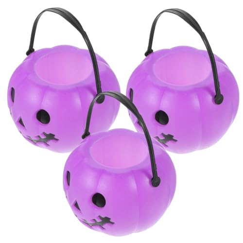 ibasenice 3 Stück Halloween Kunststoffeimer Halloween Kürbiseimer Halloween LED Kürbislichter Kürbiseimer Künstlicher Kürbis Basteln Halloween Luftdichte Bonbongläser von ibasenice