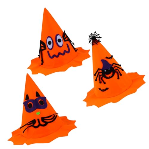 ibasenice 3 Stück Hexenhut Halloween Partyhüte Halloween Hüte Halloween Zaubererhut Halloween Requisiten Halloween Hut Halloween Hut Vliesstoff Orange von ibasenice
