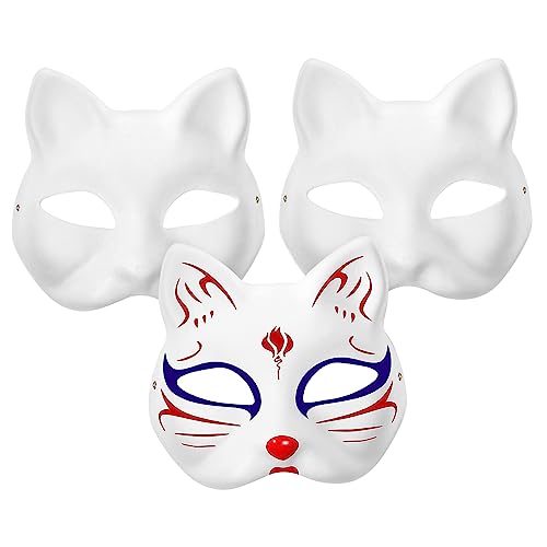 ibasenice Leere Katzenmasken Diy Katzen Unbemalte Handbemalbare Papiermasken Für Kindergarten Unterrichtsbedarf Halloween Kostü Maske Cosplay Zubehör von ibasenice