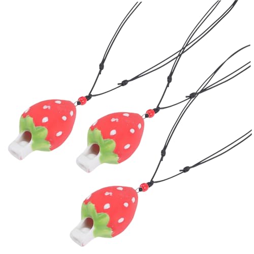 ibasenice 3 Stück Keramik Erdbeer Pfeifen Halsketten Sichere Musikalische Spielzeuge für Kleinkinder Glatte Oberfläche Farbenfrohes Design Geschenk für Mädchen und Jungen ibasenice 3 Stück Keramik Erdbeer Pfeifen Halsketten Sichere Musikalische Spielzeuge für Kleinkinder Glatte Oberfläche Farbenfrohes Design Geschenk für Mädchen und Jungen von ibasenice