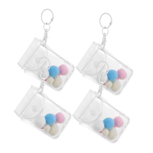 ibasenice 3 Stück Kleine Transparente PVC Sammelfiguren Aufbewahrungstaschen mit Acrylkette und Schlüsselanhänger Tragbare Organizer Hängeetuis für Sammler und Unterwegs von ibasenice
