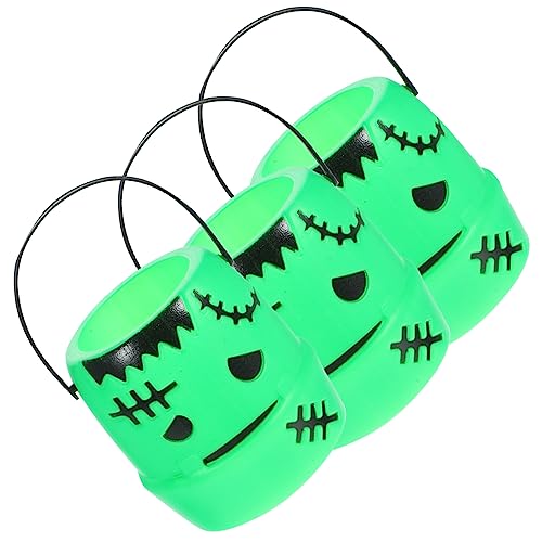 ibasenice 3 Stück Kürbisbehälter Süßigkeiten Eimer Süßigkeiteneimer Für Kürbis Geschmack Süßes Oder Saures-Eimer Spiel Ananas Plätzchen Halloween-kürbis-Dekoration Korb Green Plastik von ibasenice