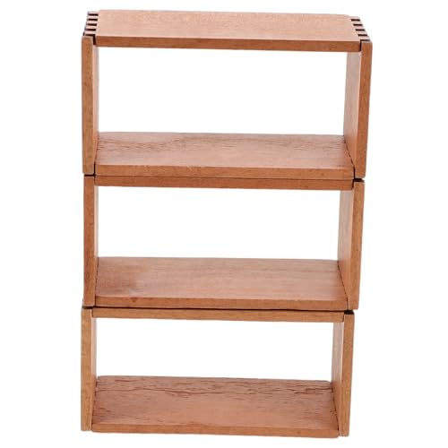 ibasenice 3 Stück Maßstab Holz Regal Puppenhaus Möbel DIY Aufbewahrungsschrank Flexible Miniatur Display Ablage für Bücher und Sammelobjekte von ibasenice
