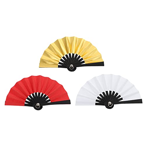 ibasenice 3 Stück Mini Faltbarer Papierfächer Handliche Dekoration für Puppenkleidung DIY Accessoires und Fotorequisiten aus Langlebigem Holz und Papier Süßer Vintage Stil Weiß Gold und Rot von ibasenice
