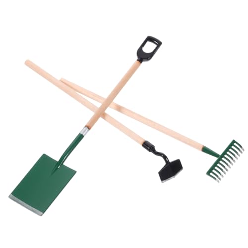 ibasenice 3 Stück Mini Gartenwerkzeug Set Teilig Mini Schaufel Rechen Hacke für Miniatur Gartenset für Puppenhaus Kindgerechtes Outdoor Zubehör Kreativität und Spielspaß von ibasenice