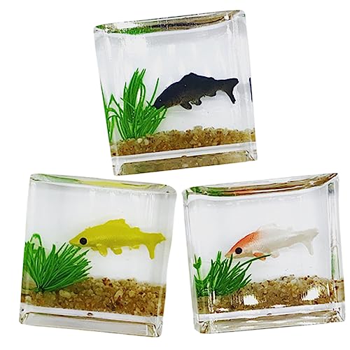 ibasenice 3 Stück Miniatur Fischglas Teilig Kleines Aquarium Modell Dekorative Mini Deko für Puppenhaus Küche und Schreibtisch Leicht Platzsparend Warmes Zufällige Farbwahl Zufällige Farbe von ibasenice