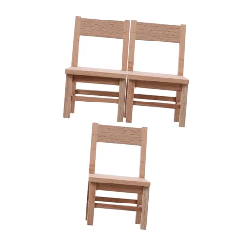 ibasenice 3 Stück Miniatur Holzstühle aus Robustem Holz Vielseitige Puppenhausmöbel für Wohnzimmer Esszimmer und Garten Realistische Mini-deko für Kreatives Kinderspiel und DIY von ibasenice