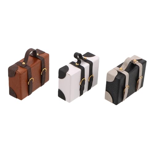 ibasenice 3 Stück Miniatur Koffer aus Holz Vintage Puppenhaus Aktentasche Reisegepäck Dekoratives Miniatur Reiseaccessoire Leichtes Langlebiges Briefcase für Puppenhaus und Mini von ibasenice