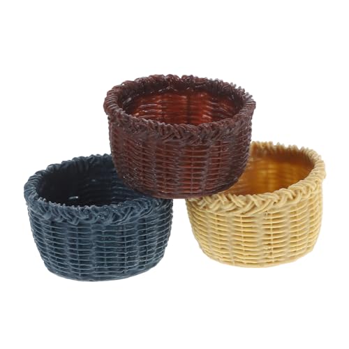 ibasenice 3 Stück Miniatur Korbset Teilig Resin Mini Basket Model Kreative Puppenhaus Dekoration Nachhaltiges Material Detaillierte Miniatur Aufbewahrung für Puppenhaus Schlafzimmer und von ibasenice