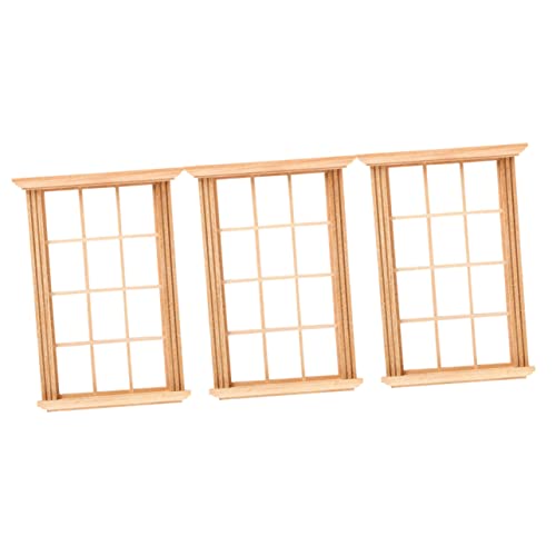 ibasenice 3 Stück Modell Fensterrahmen Mini-fensterdekoration Miniaturhausmöbel Minifenster Zum Basteln Puppenmöbel Miniaturmöbel Und Accessoires Gartenminiaturen Miniaturfenster Holz von ibasenice