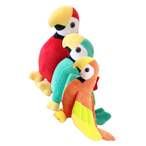 ibasenice 3 Stück Papagei Puppe Plüschvogel Stofftier Simulierte Papageienpuppe Simulation Papagei Plüschpuppe Süßes Papageienspielzeug Plüsch Papagei Künstliche Vögel Pp Baumwolle von ibasenice
