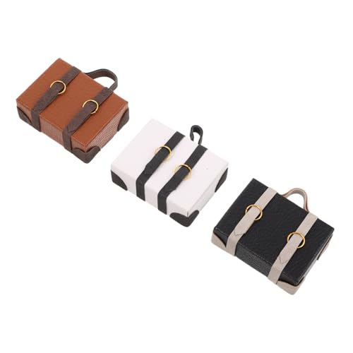 ibasenice 3 Stück Puppenhaus Koffer Vintage Mini Reisegepäck aus Holz Realistische Kleine Aktentaschen für Mini Haus Dekor und Kreative von ibasenice