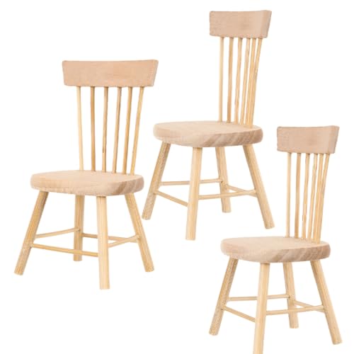 ibasenice 3 Stück Puppenhausstuhl Kleine Hausmöbel Stuhlmodelle Miniaturstuhl Minimöbel Miniatur Puppenhausmöbel Puppenhausdekore Möbelornamente Miniaturholz von ibasenice