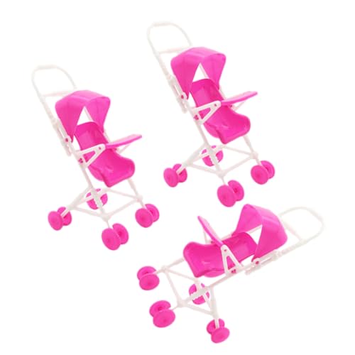 ibasenice 3 Stück Simulationskinderwagen für Kinderwagen für Puppen Puppenhaus Dekoration Kinderwagen für Puppen Puppenwagen Spiel Kinderwagen Plastik Rosa von ibasenice