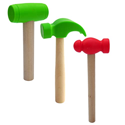 ibasenice 3 Stück Simuliertes Holzbearbeitungsspielzeug Kinderspielzeug Kinderhämmer Kleiner Hämmer Gefälschter Hammer Holzhammer Simulationshammer Babyhammer Werkzeuge von ibasenice