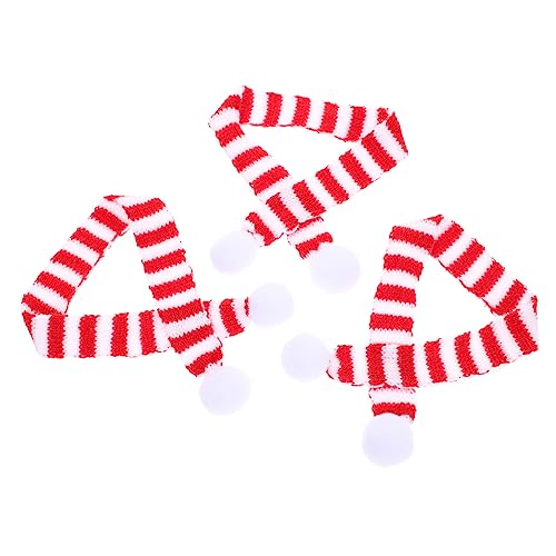 ibasenice 3 Stück Teiliges Mini Strickschal Weihnachten Rote Weiße Puppen und Flaschendeko Flexible Niedliche Weihnachtsdekoration für Flaschen Puppen und Kleine Spielzeuge von ibasenice