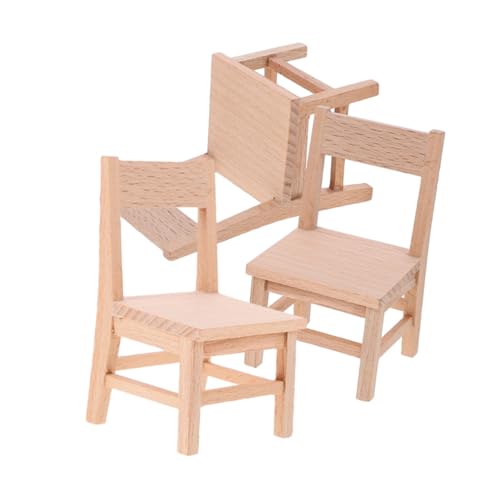 ibasenice 3 Stück Teiliges Mini-holzstuhl- Realistische Miniatur-Dollhouse-stühle aus Holz Vielseitig Einsetzbar als Esszimmer Wohnzimmermöbel Stabile Kompakte Puppenhausmöbel für von ibasenice