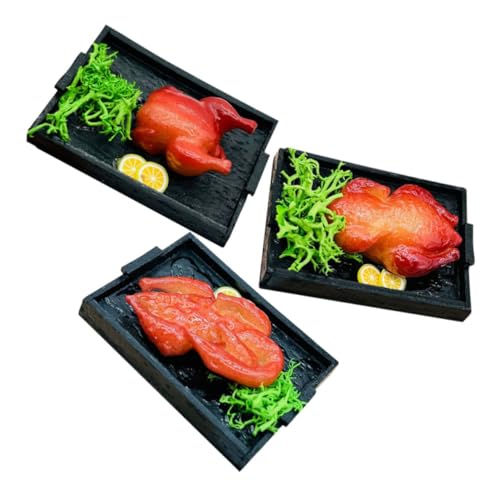 ibasenice 3 Stück Teiliges Miniatur Dollhouse Food Set mit Täuschend Echtem Brathähnchen Gans und Ente Realistische Miniaturküche Deko für Puppenhaus Festtagsdekoration und Kreative von ibasenice