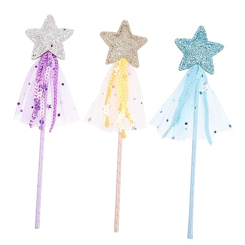 ibasenice 3 Stück Zauberstab halllowen Kleidung The Present Toy Partygeschenke für Mädchen Kostümzubehör Zauberstäbe für Feenstab für Mädchen Polyester von ibasenice